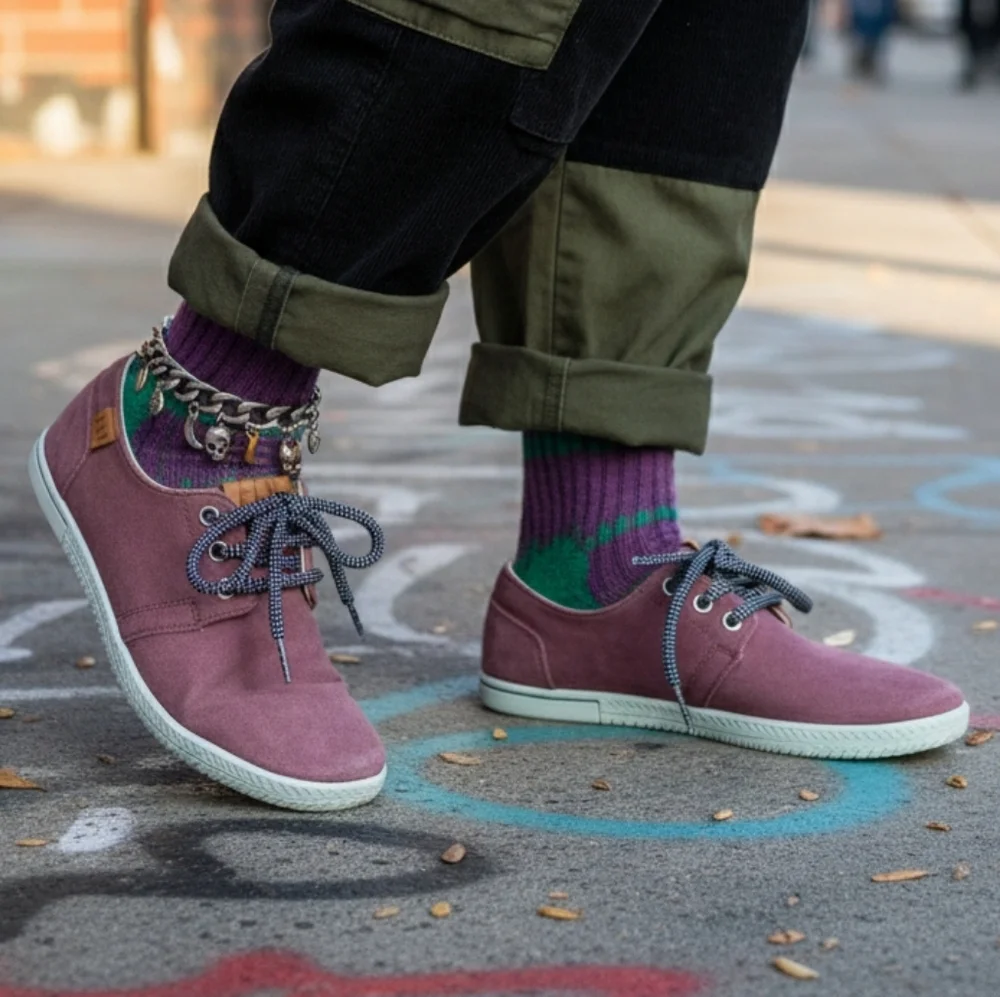 Fly London 37 Plum Suede Lace Up Fashion Sneakers Old Money Academia Eclectic